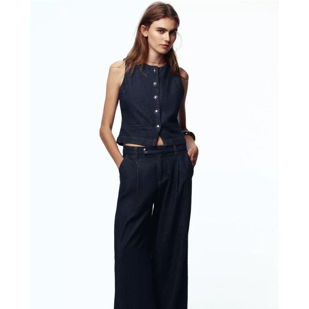 Zara Fitted Denim Vest New